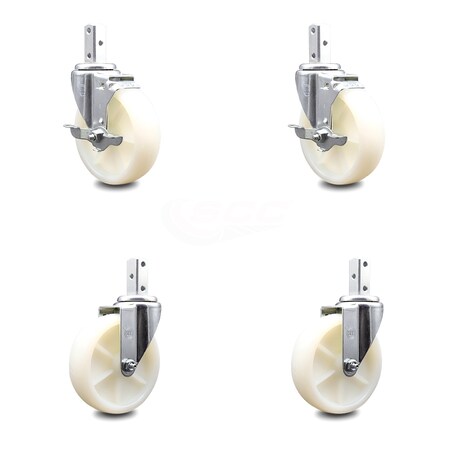 Service Caster 5 Inch Nylon Wheel Swivel 3/4 Inch Square Stem Caster Brakes SCC, 2PK SCC-SQ20S514-NYS-TLB-34-2-S-2